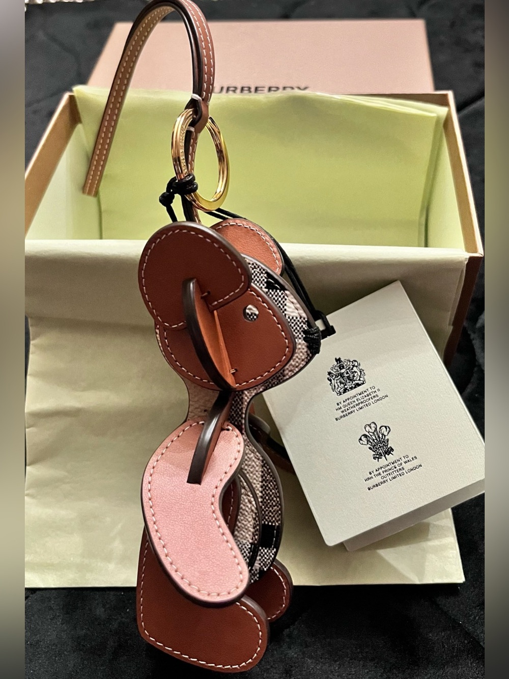 BURBERRY Thomas Puzzle Smooth Leather Charm in Briar Brown